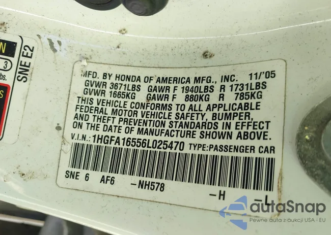 1HGFA16556L025470: 43203082