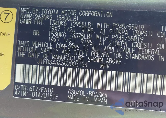 JTEDS43A382003154: 43203085