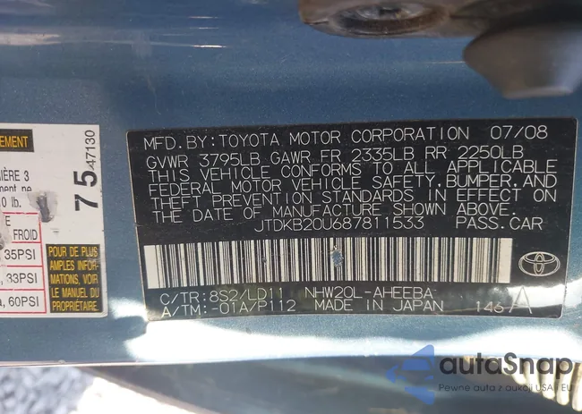 JTDKB20U687811533: 43203109