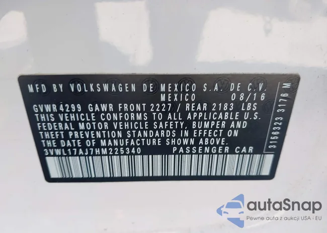 3VWL17AJ7HM225340: 43203135