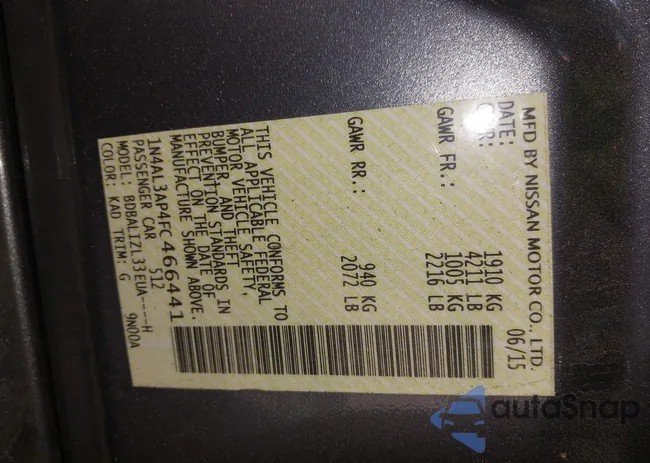 1N4AL3AP4FC466441: 43203206