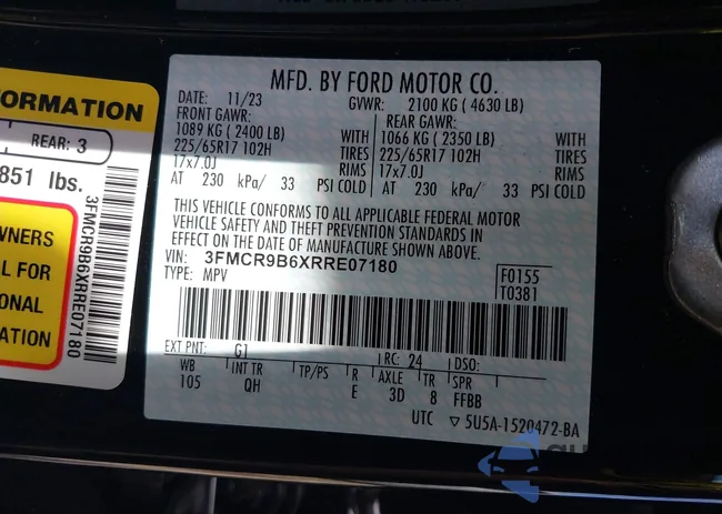 3FMCR9B6XRRE07180: 43203226