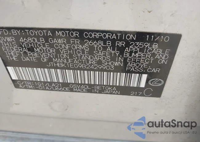 JTHBK1EG9B2429903: 43203240