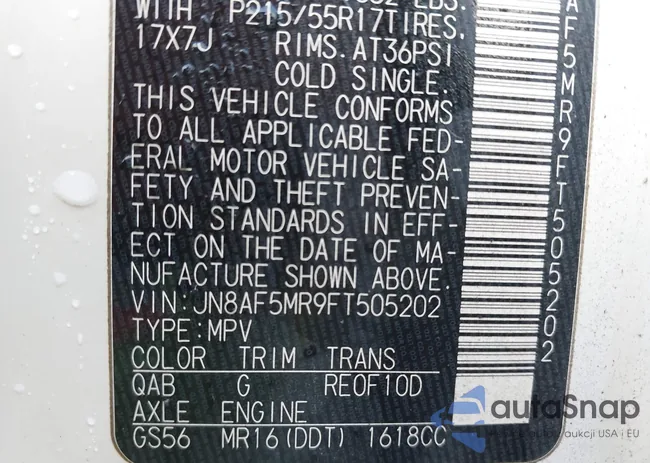 JN8AF5MR9FT505202: 43203250