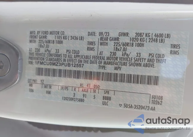 1FMCU0MZ3PUB12557: 43203334