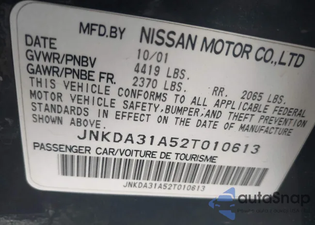 JNKDA31A52T010613: 43203338