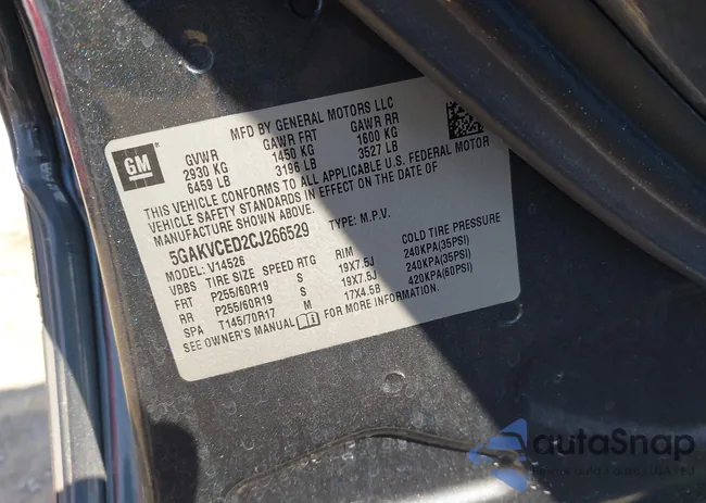 5GAKVCED2CJ266529: 43203348