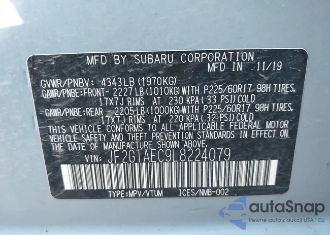 JF2GTAEC9L8224079: 43203400