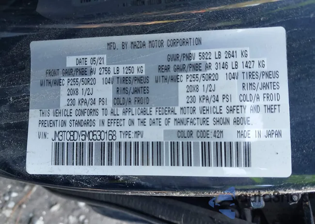 JM3TCBDY5M0530168: 43203467