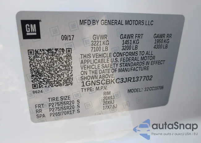 1GNSCBKC3JR137702: 43203474