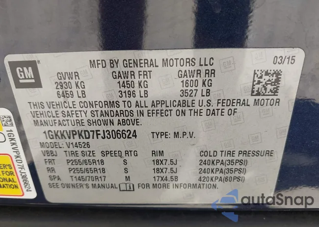 1GKKVPKD7FJ306624: 43203529