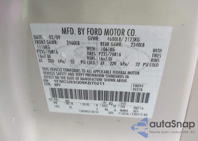 1FMCU93G09KB70211: 43202578