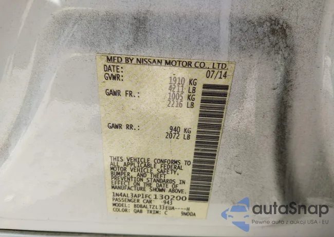 1N4AL3AP1FC130200: 43202686