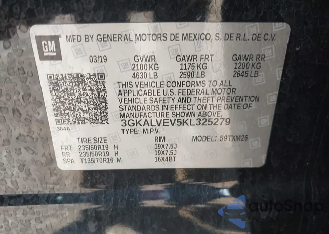 3GKALVEV5KL325279: 43202745