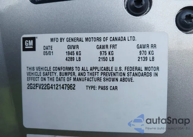 2G2FV22G412147962: 43202869