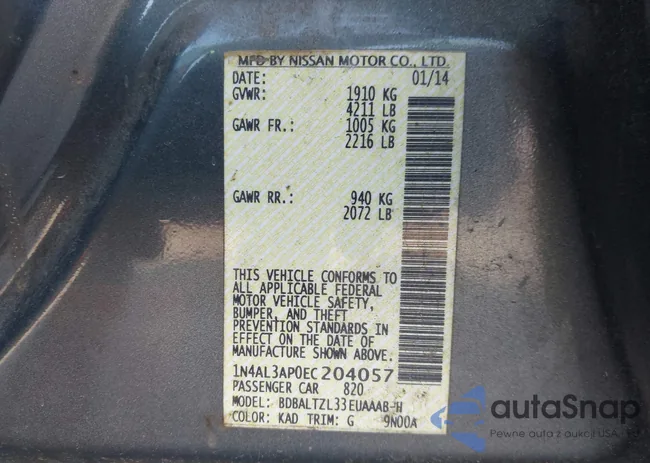 1N4AL3AP0EC204057: 43203952