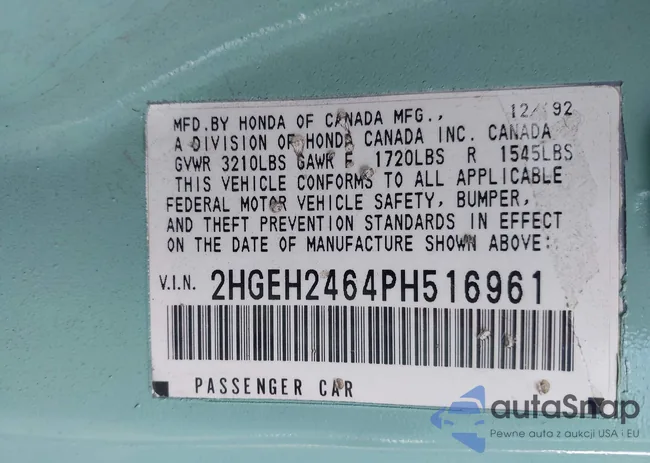 2HGEH2464PH516961: 43203964