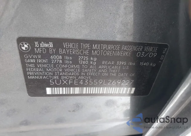 5UXFE43559L269227: 43204012