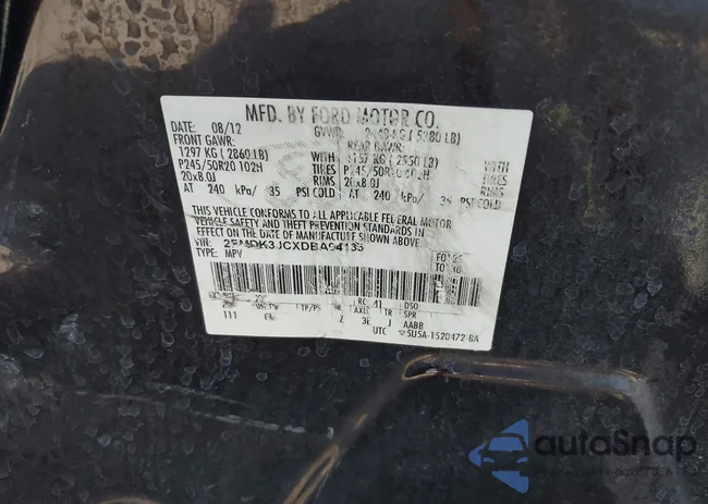 2FMDK3JCXDBA94135: 43204035