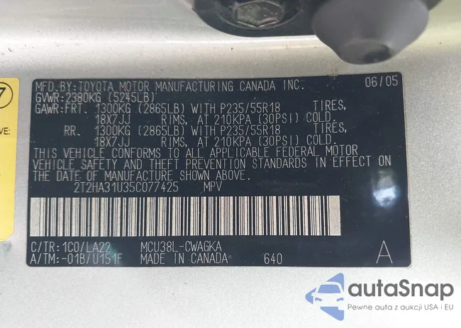 2T2HA31U35C077425: 43204044