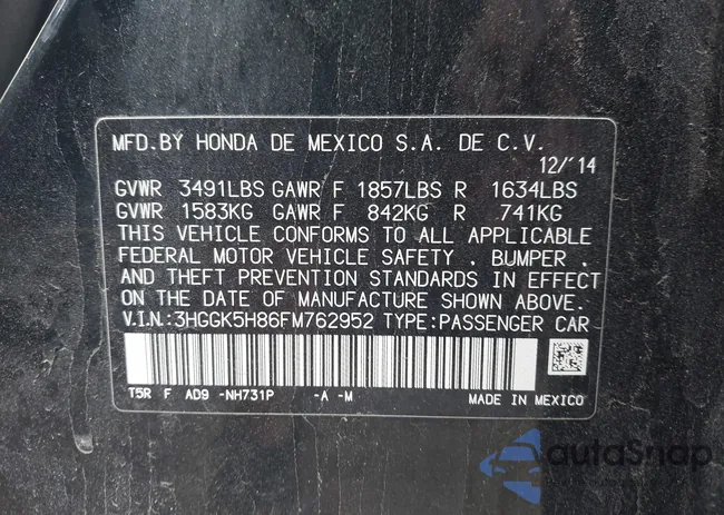 3HGGK5H86FM762952: 43204051