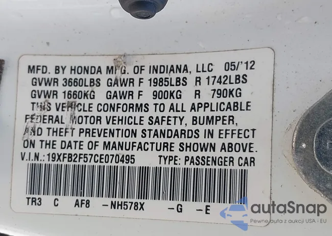 19XFB2F57CE070495: 43204147