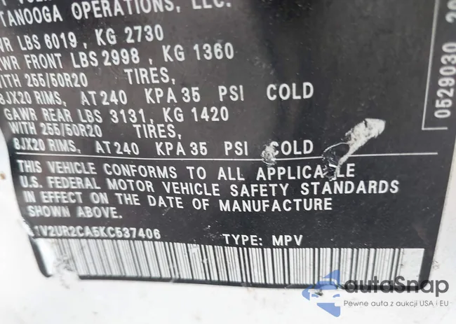 1V2UR2CA5KC537406: 43204240