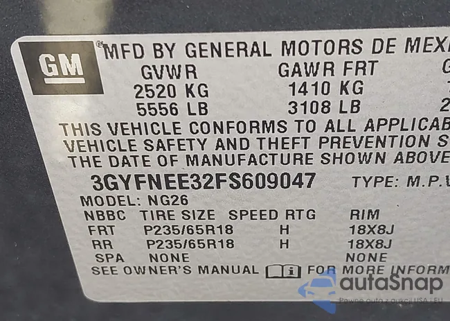 3GYFNEE32FS609047: 43204296