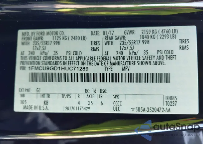 1FMCU9GD1HUC71289: 43204450