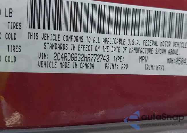 2C4RDGBG2HR772743: 43204532