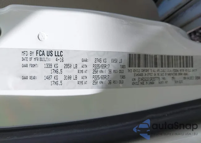 2C4RDGCG1GR357779: 43203567