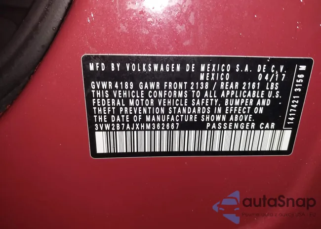 3VW2B7AJXHM362667: 43203574