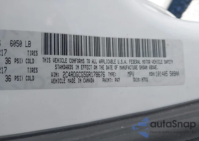 2C4RDGCG5GR178676: 43203582