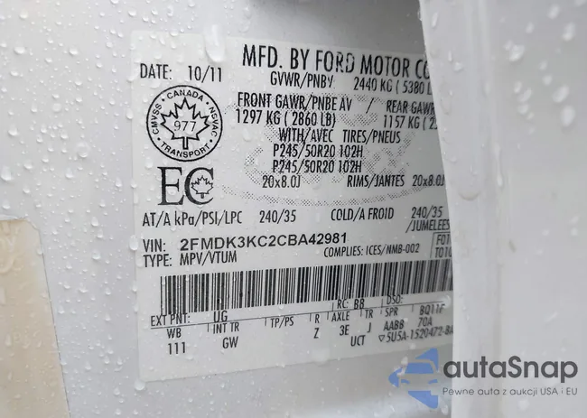 2FMDK3KC2CBA42981: 43203645