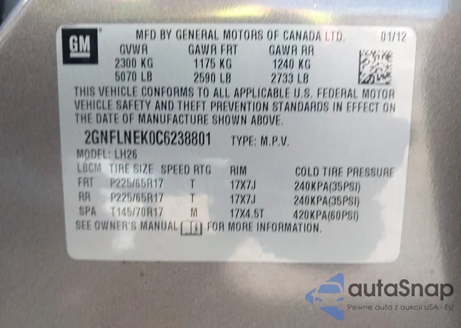 2GNFLNEK0C6238801: 43203647