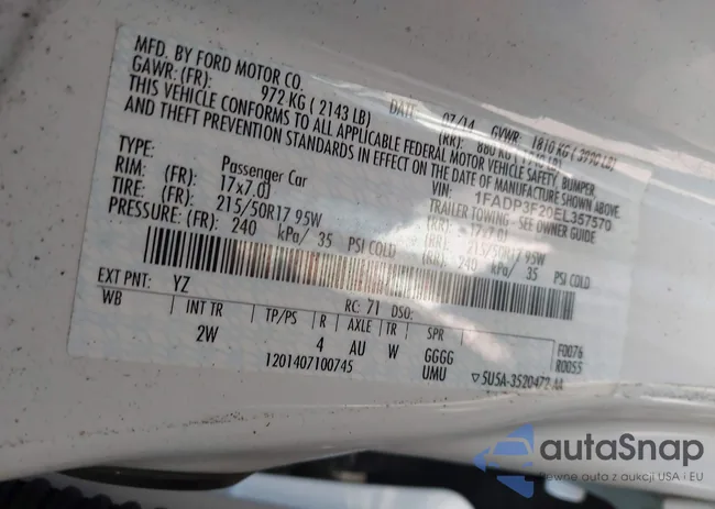 1FADP3F20EL357570: 43203720