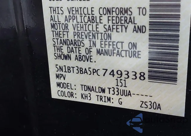 5N1BT3BA5PC749338: 43205032