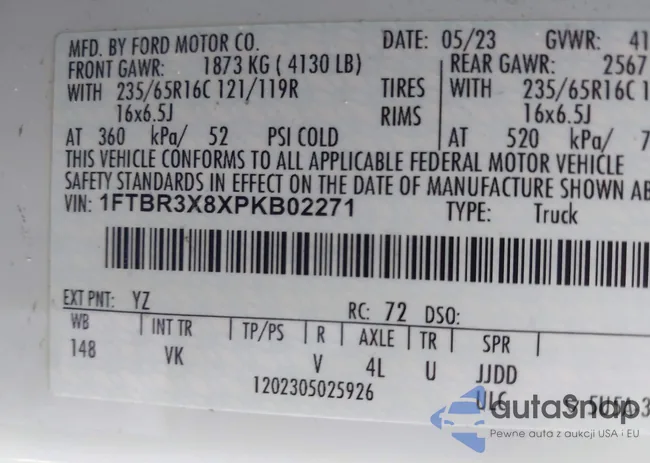 1FTBR3X8XPKB02271: 43205070