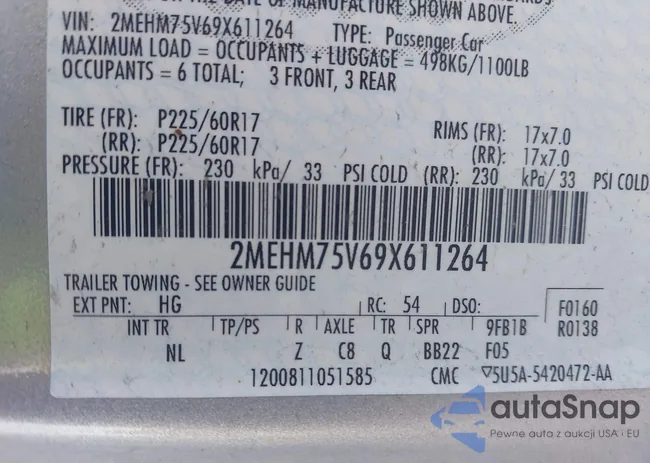 2MEHM75V69X611264: 43205142