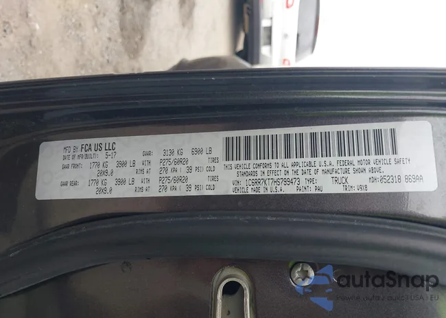 1C6RR7KT7HS799473: 43205177