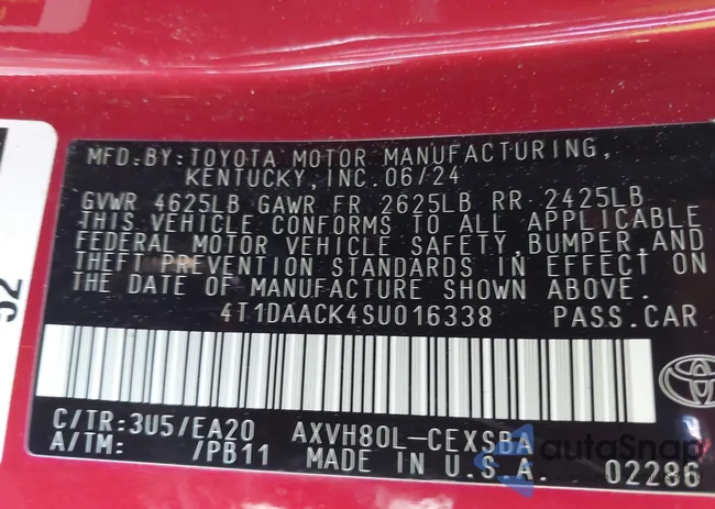 4T1DAACK4SU016338: 43205207