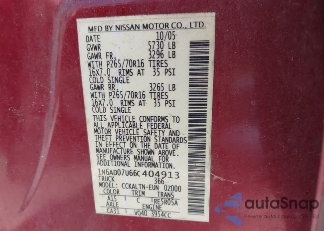 1N6AD07U66C404913: 43205227