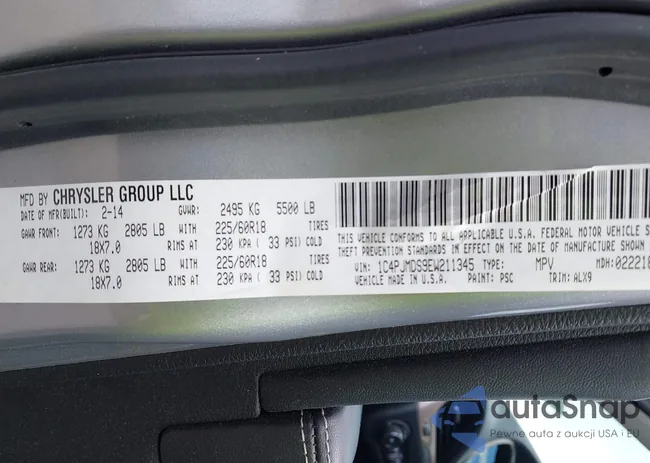 1C4PJMDS9EW211345: 43205255