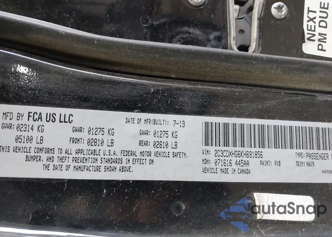 2C3CDXHG6KH691856: 43205303