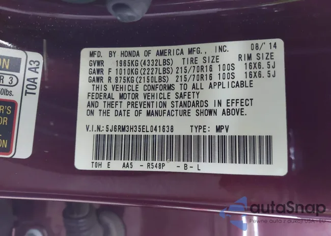 5J6RM3H53EL041638: 43205306