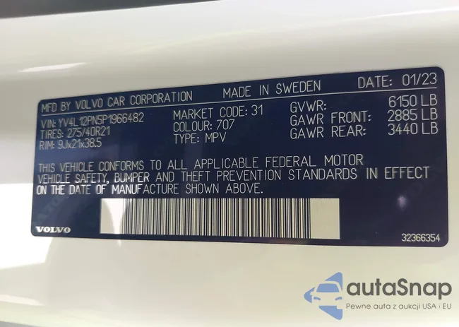 YV4L12PN5P1966482: 43205311