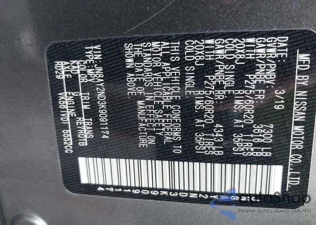 JN8AY2ND3K9091174: 43205337