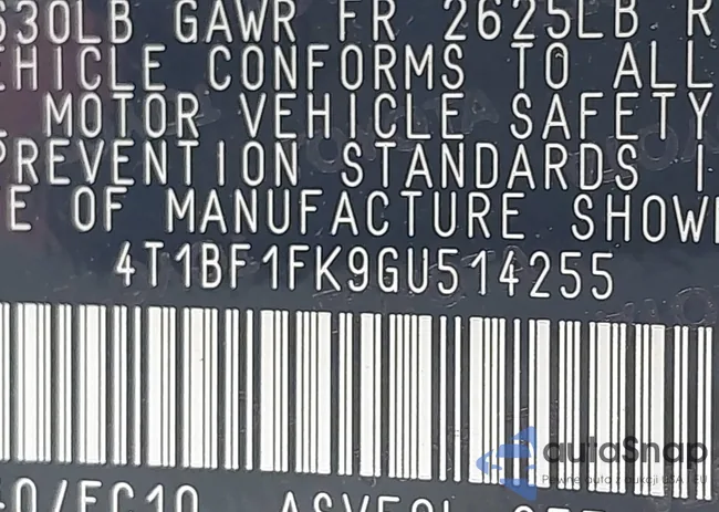 4T1BF1FK9GU514255: 43205343
