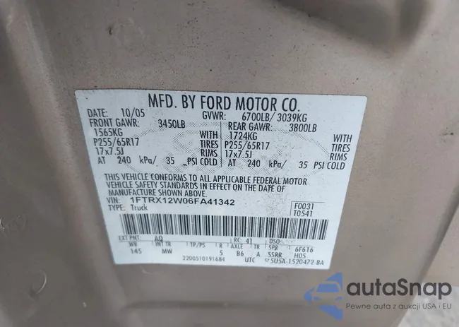 1FTRX12W06FA41342: 43205437