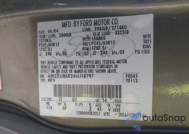 4M2ZU86E24UJ18797: 43204661